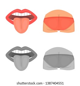 Isolated object of body and part sign. Set of body and anatomy vector icon for stock.