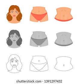 Isolated object of body and part sign. Set of body and anatomy vector icon for stock.