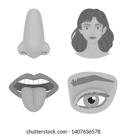 Isolated object of body and part sign. Set of body and anatomy stock symbol for web.