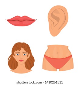 Isolated object of body and part sign. Collection of body and anatomy stock vector illustration.