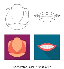 Isolated object of body and part sign. Collection of body and anatomy stock vector illustration.