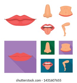 Isolated object of body and part sign. Set of body and anatomy vector icon for stock.