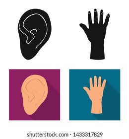 Isolated object of body and part sign. Collection of body and anatomy vector icon for stock.