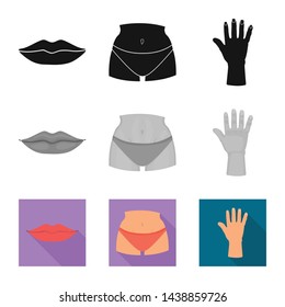 Isolated object of body and part sign. Collection of body and anatomy vector icon for stock.