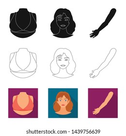 Isolated object of body and part sign. Collection of body and anatomy stock symbol for web.