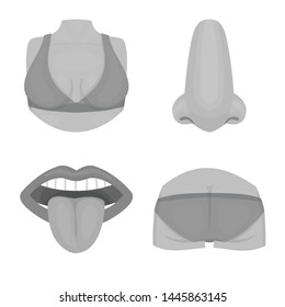 Isolated object of body and part sign. Set of body and anatomy stock vector illustration.