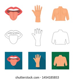 Isolated object of body and part sign. Collection of body and anatomy vector icon for stock.