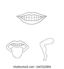 Isolated object of body and part sign. Set of body and anatomy vector icon for stock.