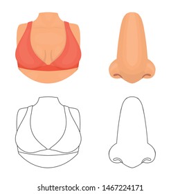 Isolated object of body part sign. Collection of body and anatomy vector icon for stock.