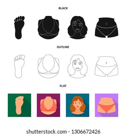 Isolated object of body and part symbol. Collection of body and anatomy vector icon for stock.