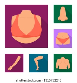 Isolated object of body and part symbol. Set of body and anatomy stock symbol for web.