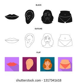 Isolated object of body and part symbol. Set of body and anatomy vector icon for stock.