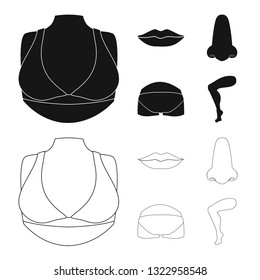 Isolated object of body and part symbol. Set of body and anatomy stock vector illustration.