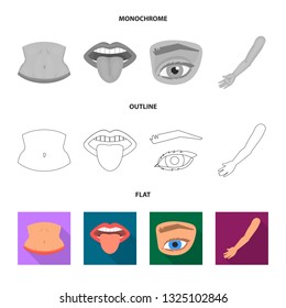 Isolated object of body and part symbol. Set of body and anatomy vector icon for stock.