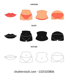 Isolated object of body and part symbol. Collection of body and anatomy stock vector illustration.