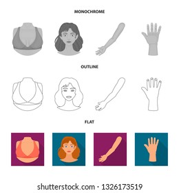 Isolated object of body and part symbol. Set of body and anatomy stock vector illustration.