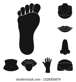 Isolated object of body and part symbol. Set of body and anatomy vector icon for stock.