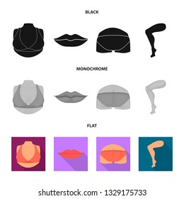 Isolated object of body and part symbol. Collection of body and anatomy stock symbol for web.