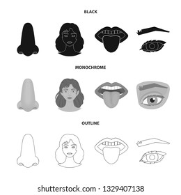 Isolated object of body and part symbol. Collection of body and anatomy stock symbol for web.