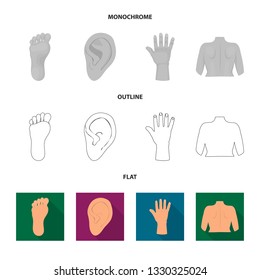 Isolated object of body and part symbol. Collection of body and anatomy stock symbol for web.