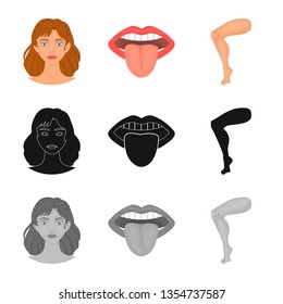 Isolated object of body and part symbol. Collection of body and anatomy stock vector illustration.