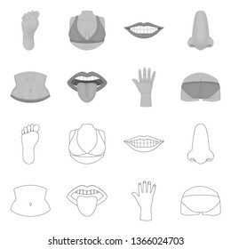 Isolated object of body and part symbol. Set of body and anatomy stock vector illustration.