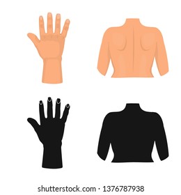 Isolated object of body and part symbol. Collection of body and anatomy stock symbol for web.