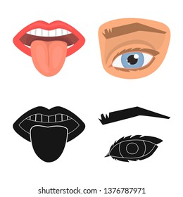 Isolated object of body and part symbol. Collection of body and anatomy vector icon for stock.