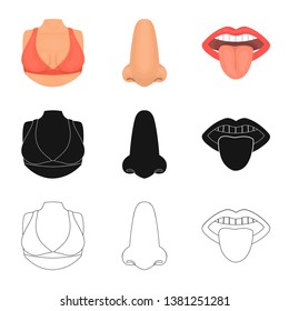 Isolated object of body and part symbol. Collection of body and anatomy stock symbol for web.