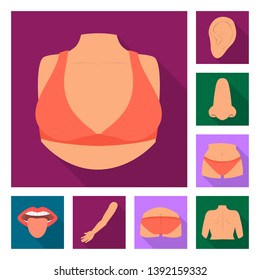 Isolated object of body and part symbol. Collection of body and anatomy stock vector illustration.