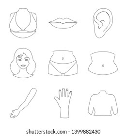 Isolated object of body and part symbol. Collection of body and anatomy stock vector illustration.