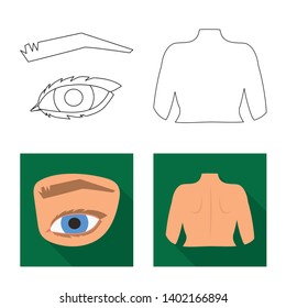 Isolated object of body and part symbol. Set of body and anatomy stock symbol for web.