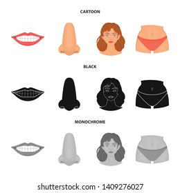 Isolated object of body and part symbol. Collection of body and anatomy vector icon for stock.