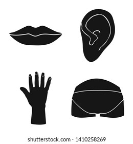 Isolated object of body and part symbol. Set of body and anatomy vector icon for stock.