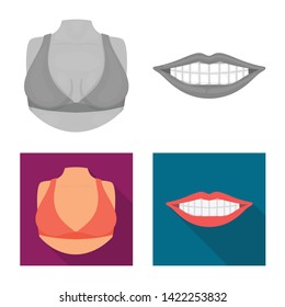 Isolated object of body and part symbol. Collection of body and anatomy stock vector illustration.