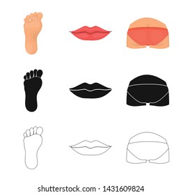 Isolated object of body and part symbol. Collection of body and anatomy vector icon for stock.