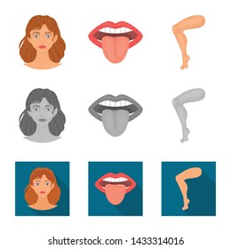 Isolated object of body and part symbol. Set of body and anatomy stock vector illustration.