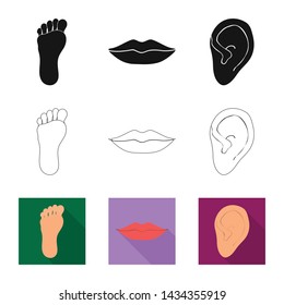 Isolated object of body and part symbol. Set of body and anatomy stock vector illustration.