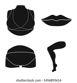 Isolated object of body and part symbol. Collection of body and anatomy stock symbol for web.