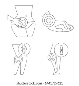 Isolated object of bone and inflammation icon. Set of bone and wound stock vector illustration.