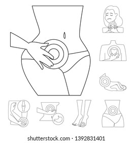 Isolated object of bone and inflammation  sign. Collection of bone and wound vector icon for stock.