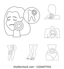 Isolated object of bone and inflammation  symbol. Collection of bone and wound stock vector illustration.