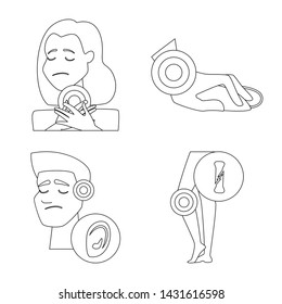 Isolated object of bone and inflammation symbol. Collection of bone and wound vector icon for stock.