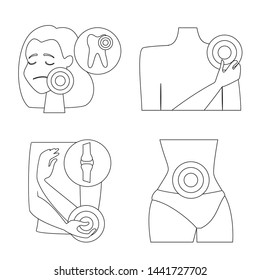 Isolated object of bone and inflammation symbol. Set of bone and wound stock vector illustration.