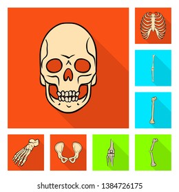 Isolated object of bone and skeleton logo. Set of bone and human vector icon for stock.