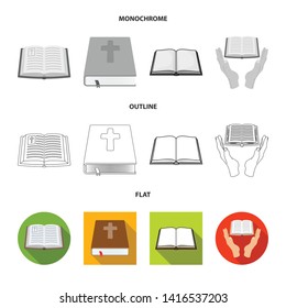 Isolated object of book and christian icon. Set of book and holy vector icon for stock.