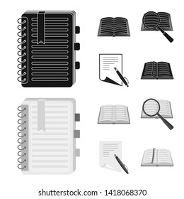 Isolated object of book and open icon. Set of book and pencil stock symbol for web.