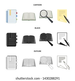 Isolated object of book and open icon. Set of book and pencil vector icon for stock.