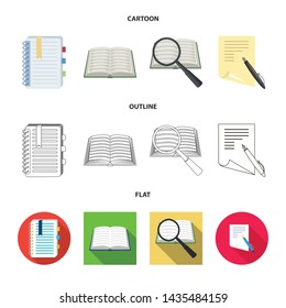 Isolated object of book and open icon. Set of book and pencil stock symbol for web.