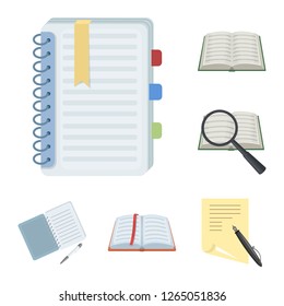 Isolated object of book and open logo. Set of book and pencil vector icon for stock.